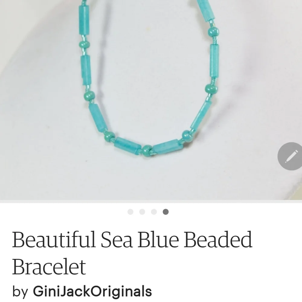 Beautiful Handmade Sea Blue Beaded Bracelet - Picture 5 of 5